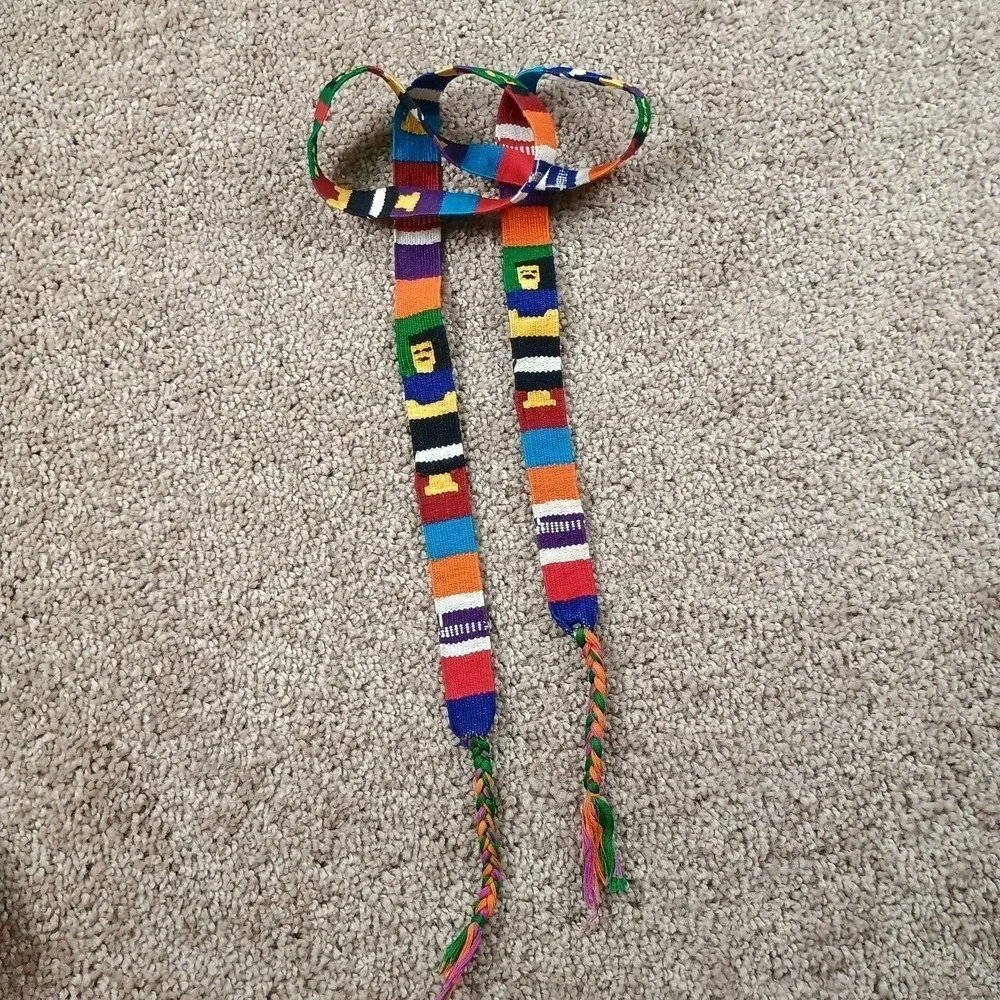 Guatemala Colorful Hand Woven Belt String Hat People Tie 46 Inch